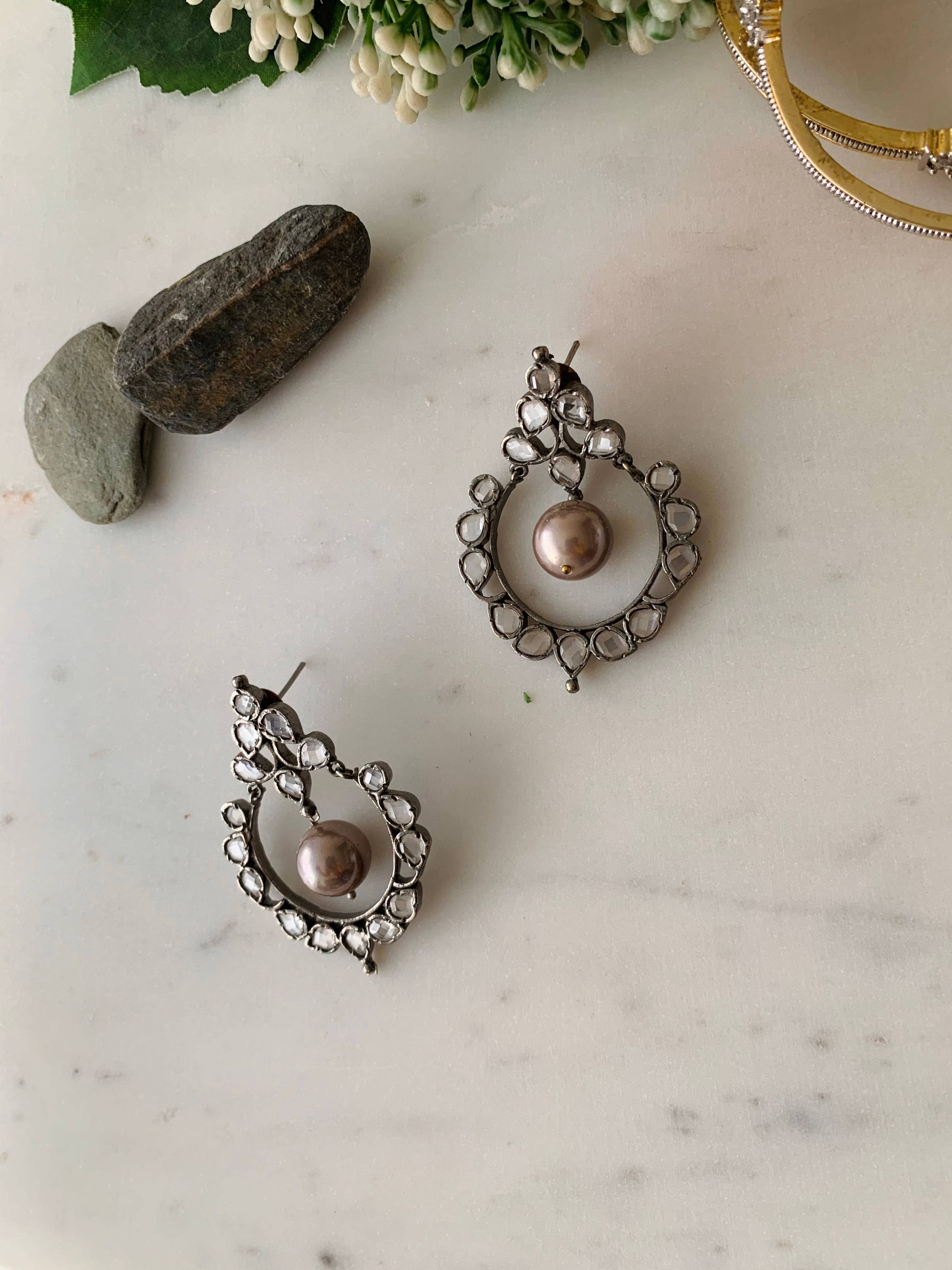 Prado Freshwater Pearl Drop Earrings  Olive  Piper